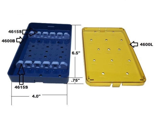 PST Knife Sterilization Tray 4''W x 6.5''L x 0.75''H (5 Slots Silicone Bars) (2505A)