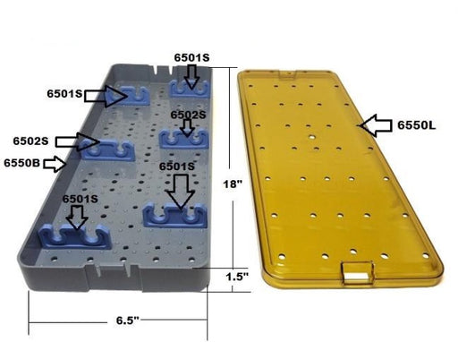PST Scope Sterilization Tray 6.5''W x 18''L x 1.5''H (With Silicone Bars)