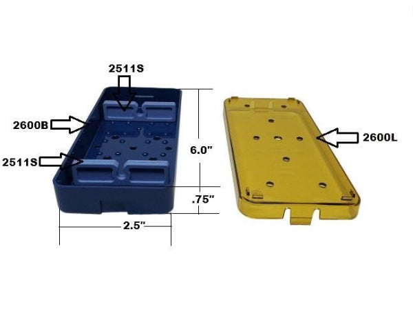 PST Knife Sterilization Tray 2.5''W x 6''L x 0.75''H (1-3 Slot Option)