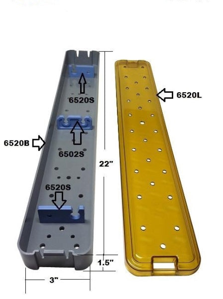 PST Scope Sterilization Tray 3''W x 22''L x 1.5''H (With Silicone Bars) For scopes