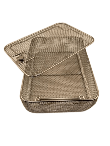 Wire Mesh Sterilization Tray (Double Frame Lid) 13'' L x 9'' W x 3'' H